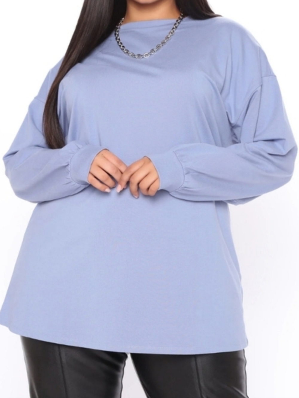 Fashion Nova Oversized Crewneck Long Sleeve Top‎ - Light Lavender